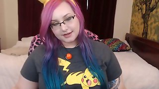 Sensual BBW kitten with colored hair and