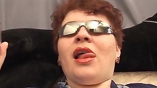 Fat russian mature masturbates