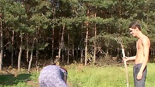 Horny Farm Boy Fucks A Redhead Mature