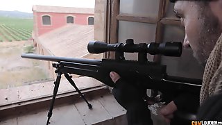Sniper - busty brunette anissa kate in