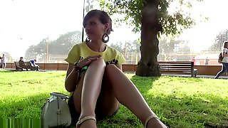 Jeny Smith flashes in a park