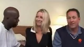 Husband watches wife getting gangbang