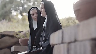 Horny nun Kenna James thirsts to eat wet