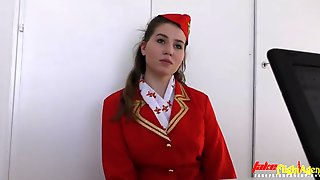 Beautiful Stewardess Takes Big Monster