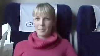 Blonde on Czech Train Quietly Fucked in