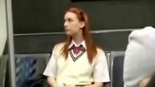 Redhead girl BUS seduction