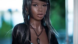 Hot ebony sex doll, blowjob anal creampie