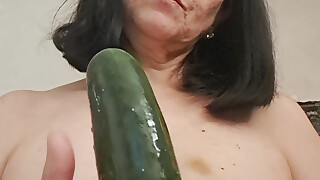 MILF playing with her tits and a