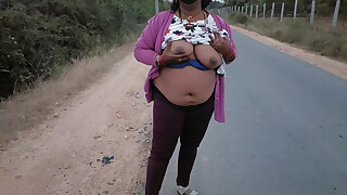 Bike riding boobs showing in public