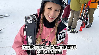 Teeny fucks publicly with the ski