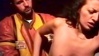 Amateur anal group sex in public cinema