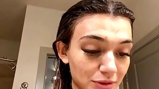 Amira Brie teases nude nipples in shower