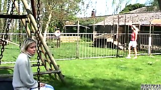 Blondes catfight and hardcore fuck for