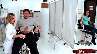 Big tits doctor takes care of her man