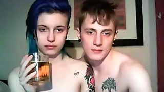 Horny teenage couple shagging on webcam